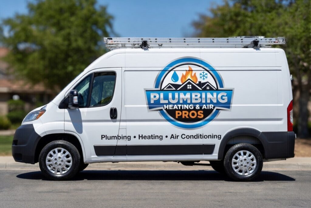 Local plumbing heating and air service van serving Seal Beach