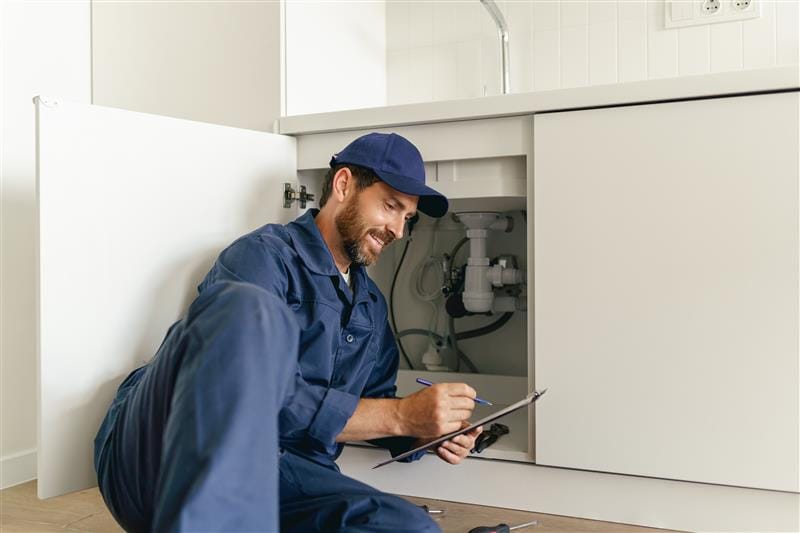 Residential plumber providing service in a Seal Beach home